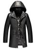 Herren-Jacke aus echtem Lammleder, verdickt, mittellang, mit abnehmbarem Futter