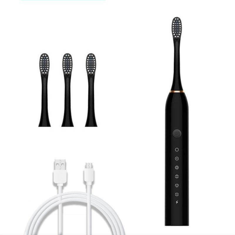 

Преміальна звукова електрична зубна щітка з ультразвуковим очищенням та USB-акумулятором чорний