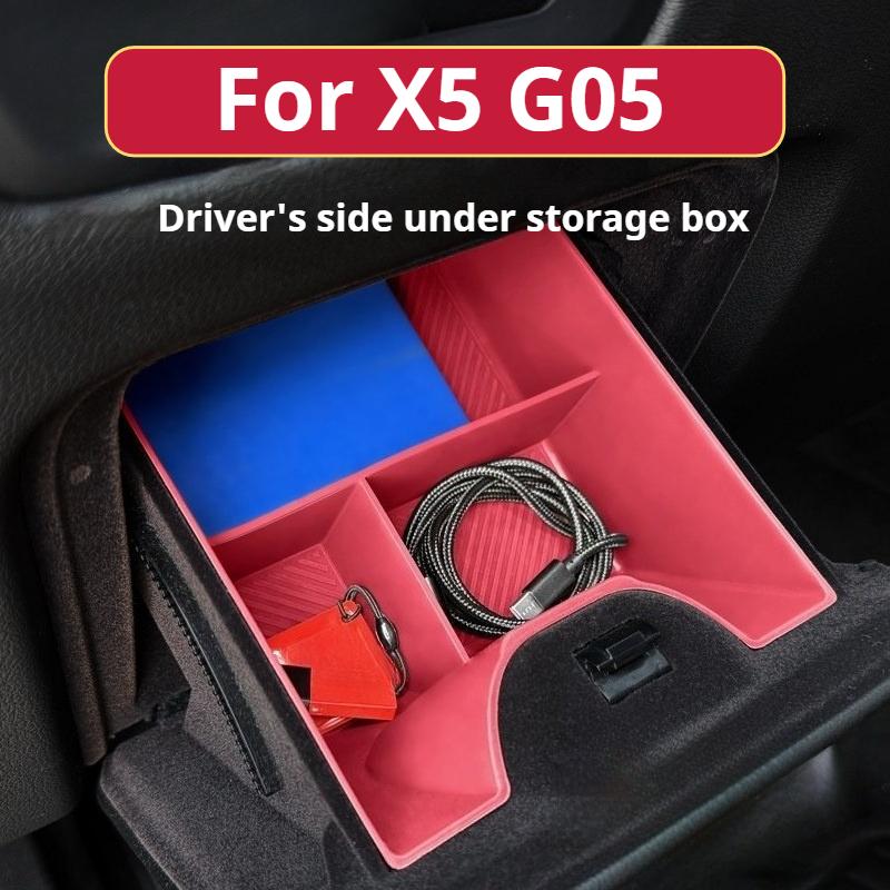 For X5 G05 X6 X7 2019-2026 Driver Side Lower Storage Box Silicone Organizer Interior Decoration Stowing Accessories