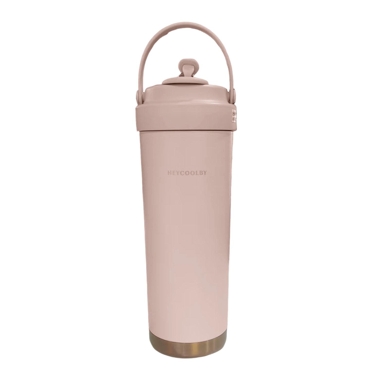 

750ml Insulated Tumbler Cup with Straw & Flip Lid Coffee Travel Mug Leak-Proof Ceramic Liner Water Bottle for Home Outdoor рожевий