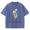 Summer Cartoon Bear Print Women's T-Shirt Wash Oversized Short Sleeve Couple Y2K Sweetheart Casual Top