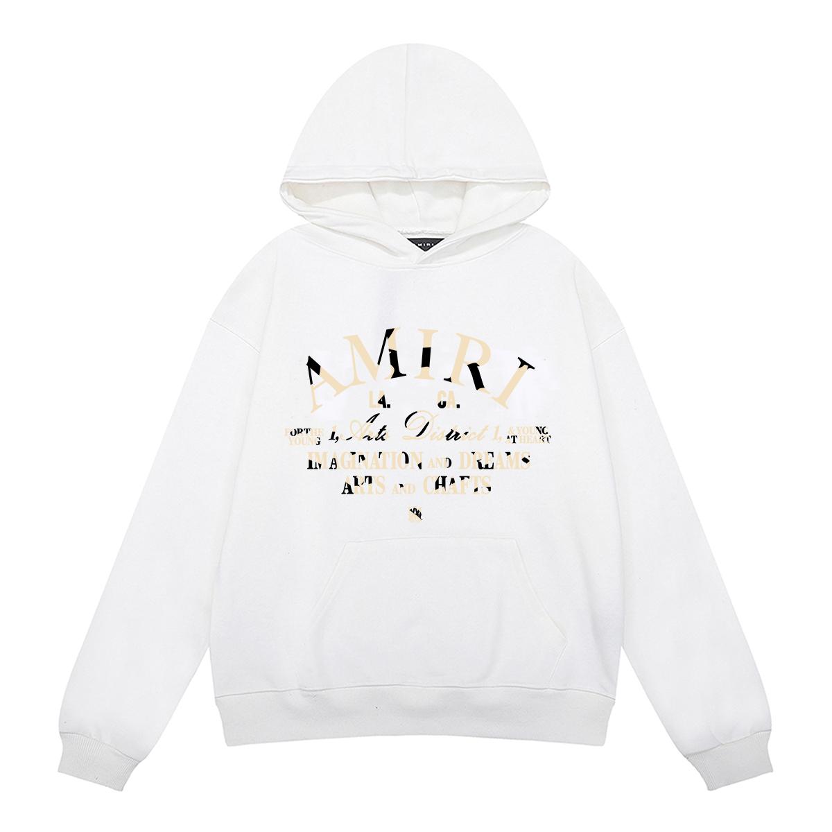 

9286 Амірі Колор-блок Слогановий принт Весна та Осінь Вільний Великий Розмір Тонкий Високоякісний Бавовняний Худі для Пари з Капюшоном L