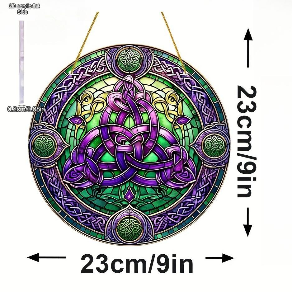 Celtic Knot Garden Sunlight Catcher, Circular Acrylic Art Window Hanging, Home, Porch, Courtyard, Store Wall Decoration, Gifts, Four Seasons