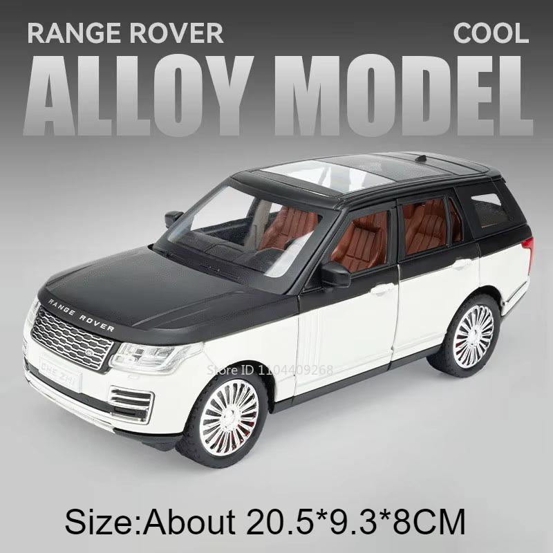 1:Brinquedo de Modelo de Carro Land Rover Defender Range Rover Escala 24 Metal Diecast Som Luz Veículos Off Road Modelos em Miniatura Presentes para Meninos