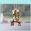 Resin Luxury Bear Car Hanging Ornament In Glittering Gold Color