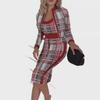 Chic Women's Slim Fit Three-Piece Set: Long-Sleeved Print Jacket, Vest, and Skirt