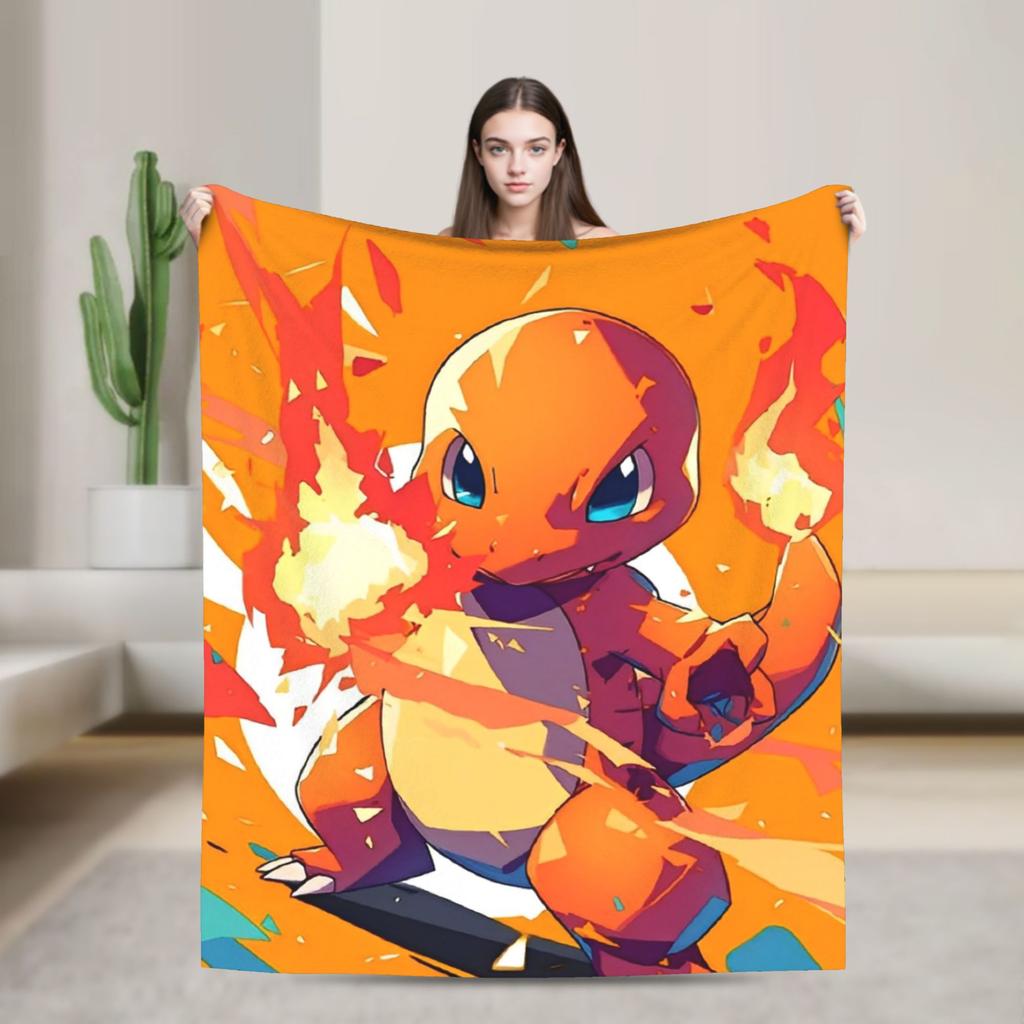 Cool Dragon Charizard Cartoon Blanket Velvet Air Conditioning Poke-Mon Portable Soft Throw Blanket for Bedding Couch Rug Piece
