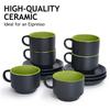 MIAMIO - 75 ml x 6 Stoneware Espresso Mug/Cup Set, Black Exterior, Colorful Interior
