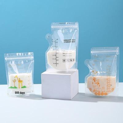 250 ml engangsposer for oppbevaring av morsmelk - Dobbelt ribbet for frysing og porsjonering, Bærbar pose for melkepulver