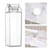 Qkbuza 2-Piece Milk Carton-Shaped Drink Bottle, Clear Plastic, Large Capacity Water Bottle for Direct Drinking, Leak-Proof, Portable Square Breast Mil