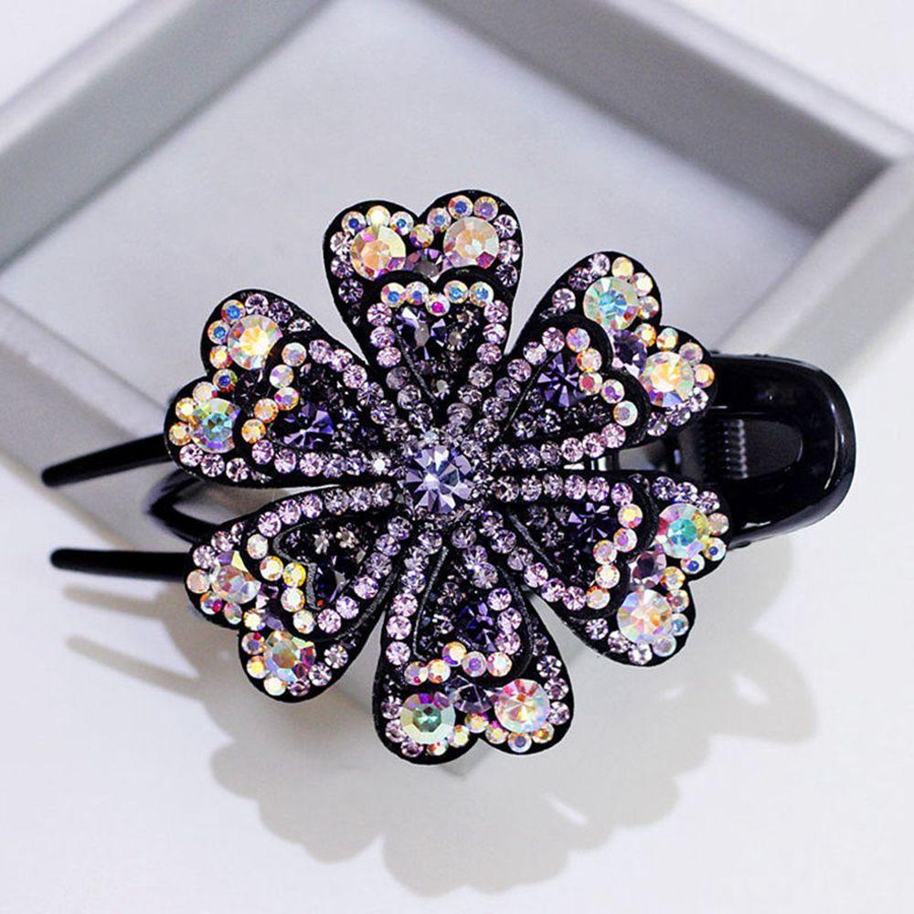 

Hair Accessories Rhinestone Hair Clip Wedding Dovetail Clips Crystal Flower Duckbill Hairgrip фиолетовый
