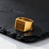 Tiger Eye Stone Ring for Men Boys,Stainless Steel Brown Natural Stone Signet Ring Square Ring,Stylsh Party Jewelry Gift