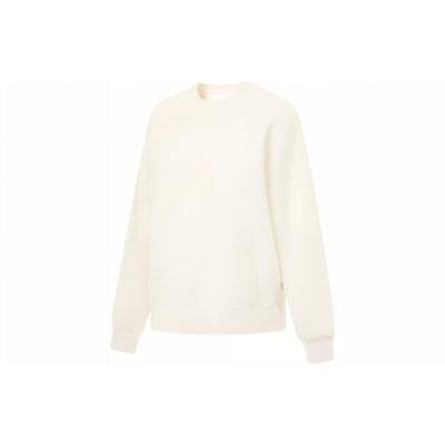 Lining Fitness Series Solid Color Crew Neck Pullover Sweatshirt Women Sweatshirt Off-White AWDT512-1
