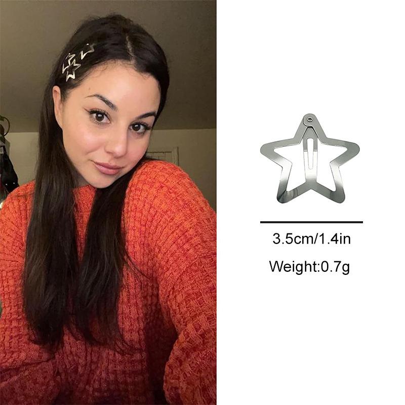 Silver Star Girl Button BB Hair Clip, Women's Simple and Compact Hair Accessories, Daily Commuter Hair Tie and Shattered Hair Sorting Artifact