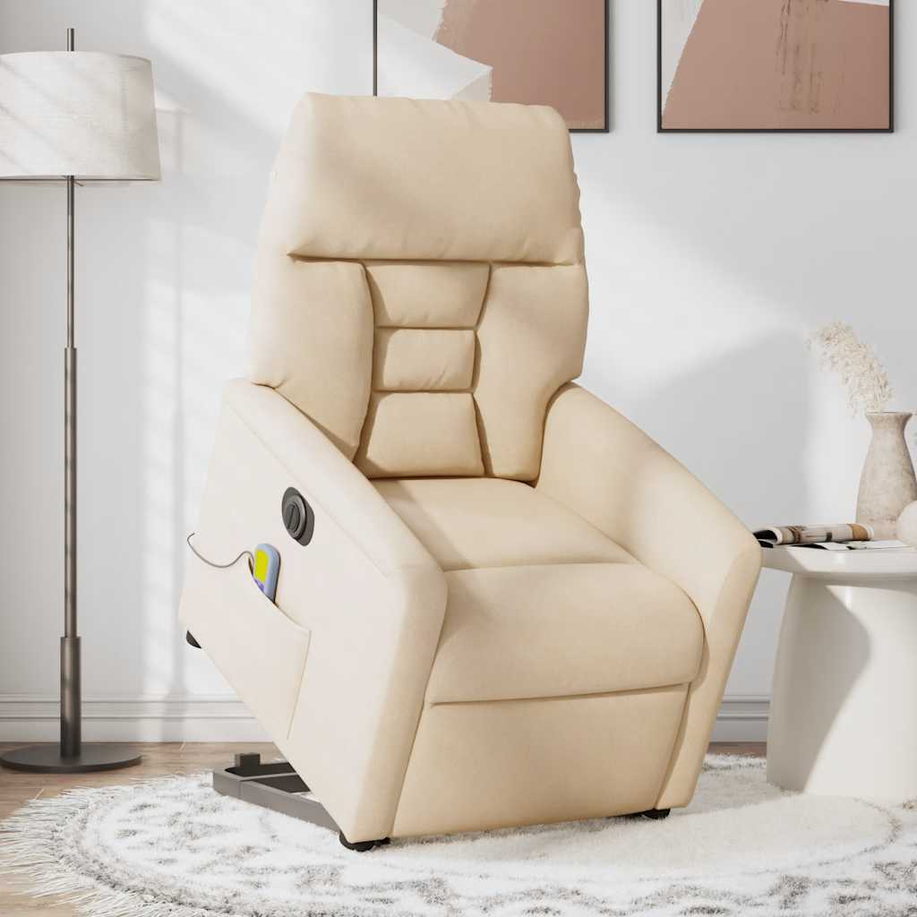 Recliner Chair with Electric Lift Assist Beige Microfiber Fabric