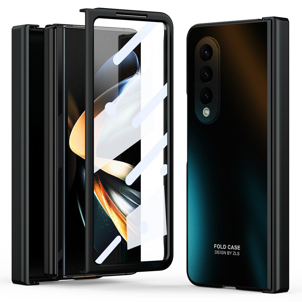 

For Samsung Galaxy Z Fold3 5G Hinge Protection Slim Case Hard PC Protective Phone Cover with Built-in Screen Protector Black