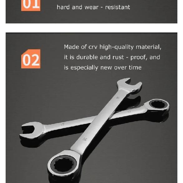 1pcs  Reversible Dual-purpose ratchet wrench Ratchet Socket Spanner Nut Repair Tools 6mm-19mm