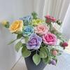 Creative Handmade Crochet Bouquet Wool Knitting Finished Product Handwoven Rose Rose Bud Cute Fake Flower Handcrafted