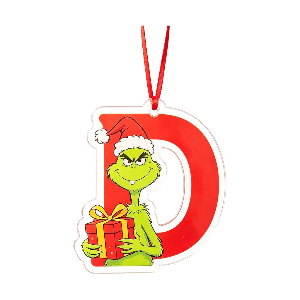 2D Christmas Ornaments, 26 Letters Flat Hanging Decorations for Holiday Decor