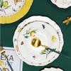 European Lemon Pattern Ceramic Dinner Steak Plate Bowl Fruit Candy Fruit Dim Sum Western Cuisine Plate Dishes Dinner Plates