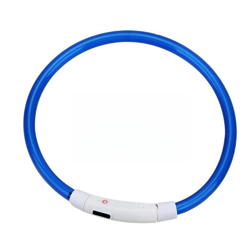 LED Pet Collar with USB Rechargeable Safety Light for Dogs & Cats - Adjustable Safety,USB Charging Collar, 3 Light Modes L & 70*1CM синий