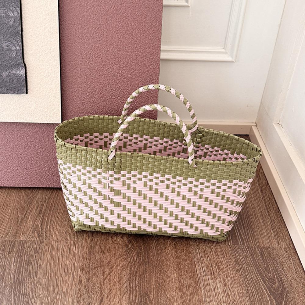 Large Capacity Weave Bag Countryside Style Vegetable Basket Bag Casual Beach Tote Bag  Girls