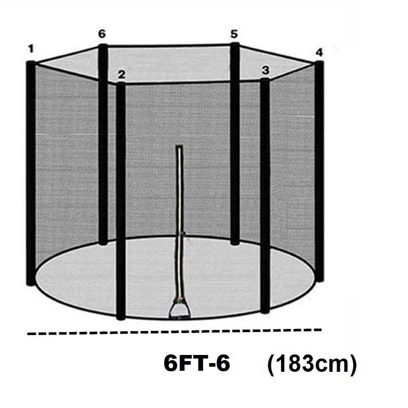 

Запасная защитная сетка для 6-футового батута, окружающая внешнюю сетку 6ft-6 poles чёрный