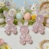 10 Peças Pingente de Coelho Acrílico com Glitter Mini Coelho Sentado de Páscoa Decoração Miniatura de Animal 3D Acessórios para Projetos de Artesanato DIY Feitos à Mão