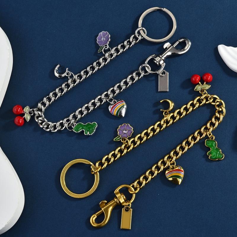 1Pc Shining Cartoon Keychain Bag Chain Colorful  Car Key Chain Metal Key Ring Exquisite Gifts Souvenirs Car Pendant