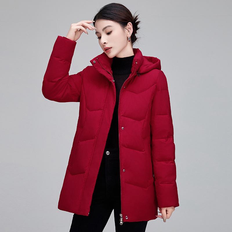 White Duck Down Jacket Women's Mid-Length New Winter Clothes Korean Style Fashionable Warm Thickened Jacket