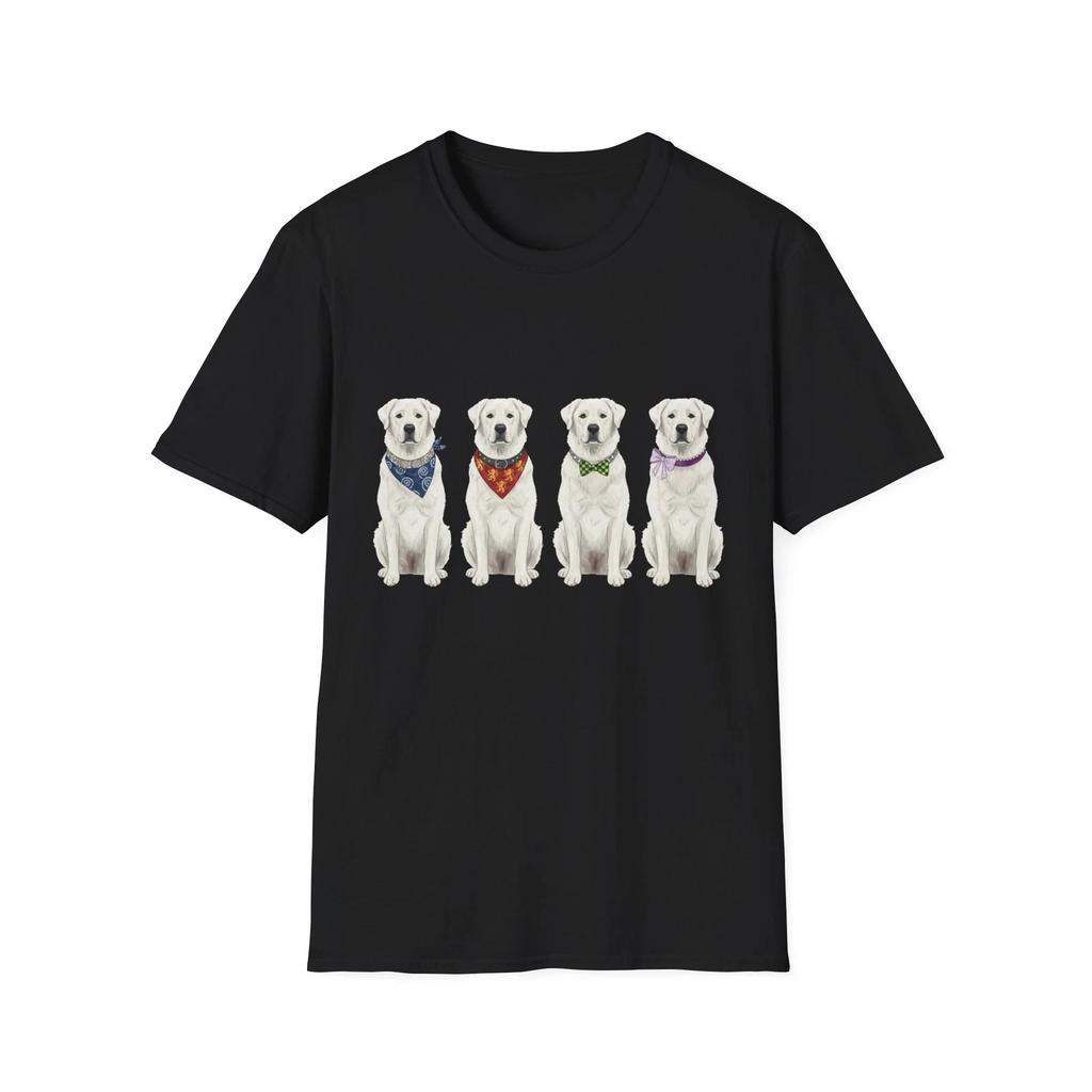 Dog Bandana Bowtie Collar Cute Illustrated Black Tee Graphic T-Shirt