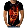 2026 Mens Streetwear Graphic Tee 3D Skull Print Loose Fit Crew Neck Short Sleeve Cotton T-Shirt