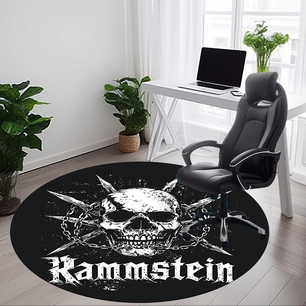 1pc Rammstein Metal Death Office Round Area Rug, Indoor Mat Suitable For Office,Bedroom Living Room Home Decor, Room Deco A0926107