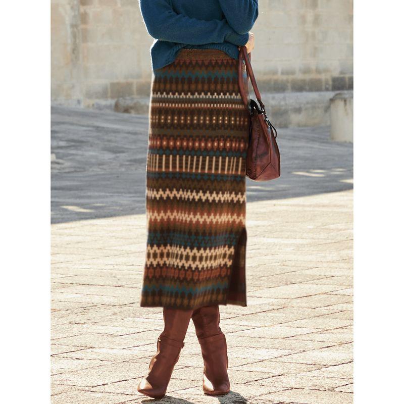 

Весна и Лето Новое Поступление Плиссированная Эластичная Юбка Плиссе Принт Модный Стиль Минималистичный Повседневный Вязаная Юбка с Разрезом Женская Мода Brown S