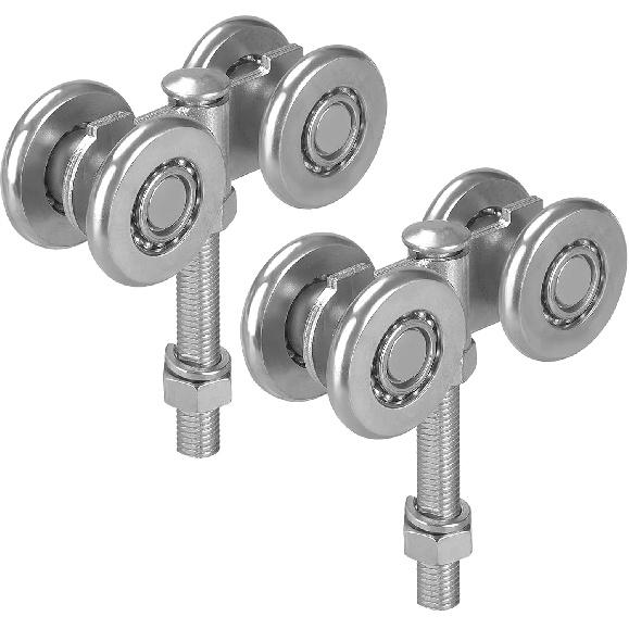 Trolley Assembly, Silent Rollers Wheel for 1-3/4  Wide and 2-1/4  or Taller Rail Hanging Track, Beam Trolley Used for Heavy Barn or Shed Sliding