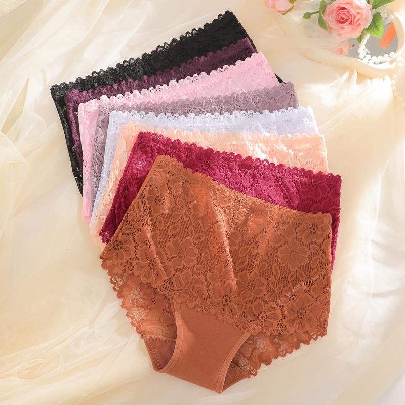 1 Pezzo Donna Lusso Ricamo Floreale Sexy Pizzo Mutandine Vita Alta Elastico Biancheria Intima Donna Traspirante Pizzo Patchwork Lingerie Nuovo