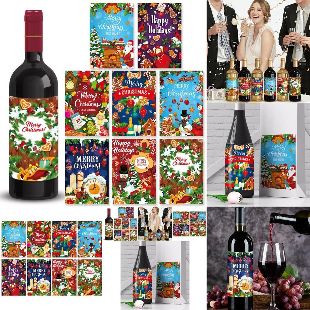 Party Christmas Beverage Bottle Stickers Snowman Holiday Supplies Decoration