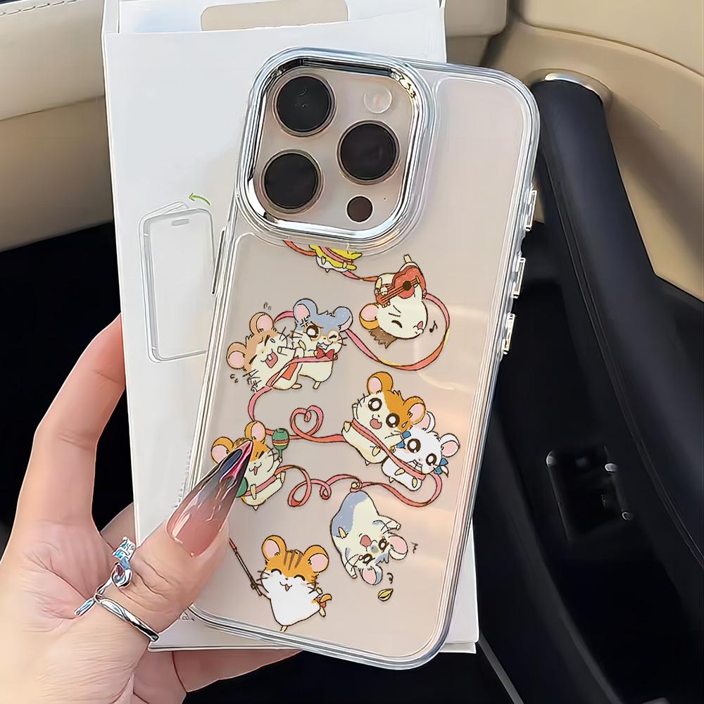 

Cute Hamster Phone Case For iPhone 17 16e 16 15 14 13 12 11 mini Pro Max X XR XSMAX 8 7 Air Plus Transparent Soft Cover iPhone 12