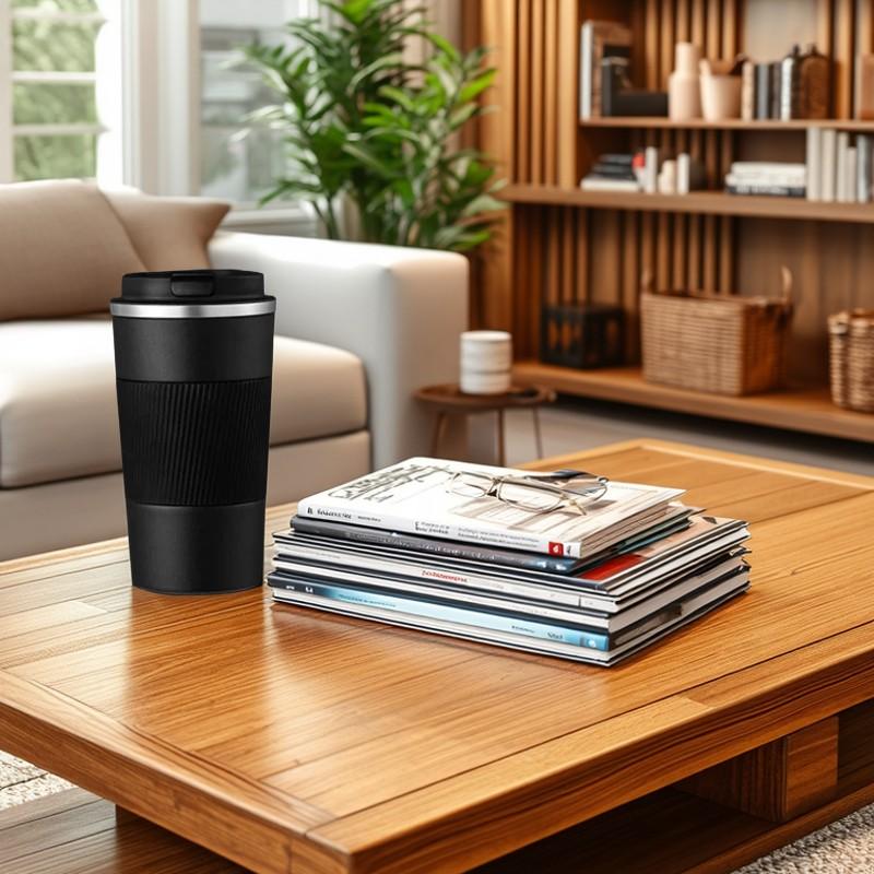 380ml Stainless Steel Silicone Coffee Cup, Fashionable Insulated Mug, Creative Portable Handle Tumbler, Car Cup