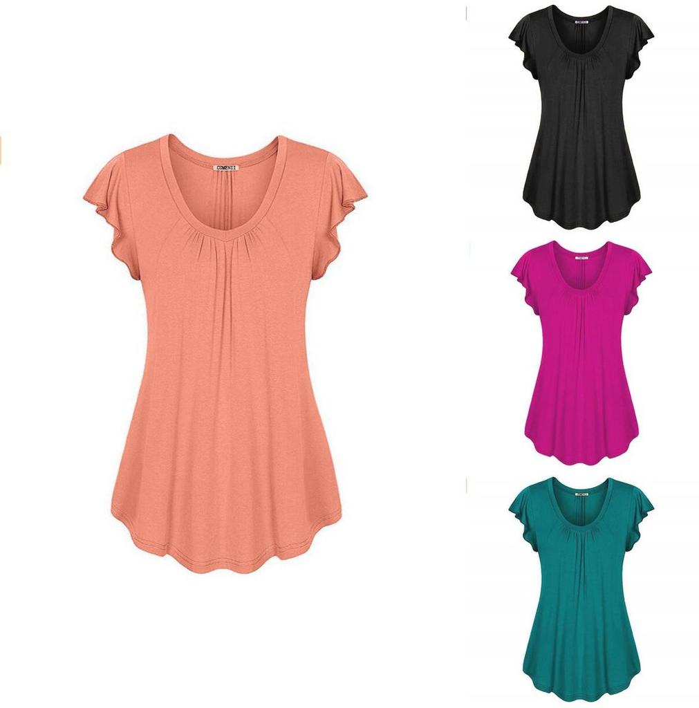 Plus Size Women's Summer Short Sleeve Blouse T Shirt Tops Casual Loose Tunic Tee For Effortless Style And Comfort