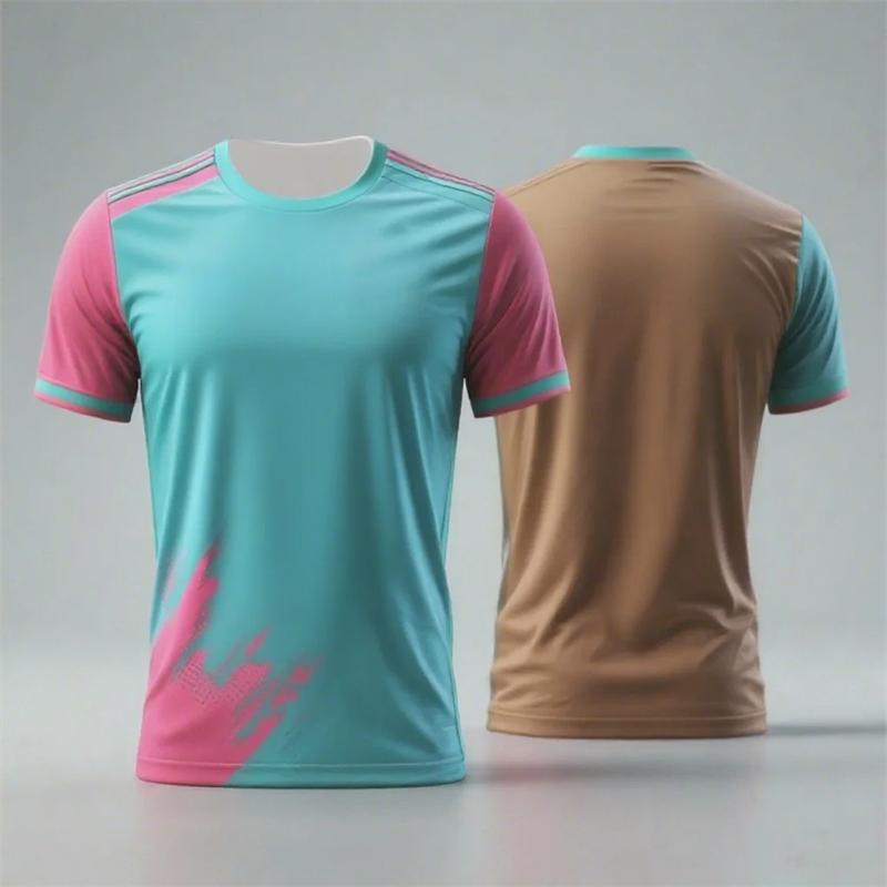 Simple Fashion Contrast Color Sports T Shirt Summer Casual Gym Fitness 3D Printed T-shirts Loose Breathable Running Tees Tops