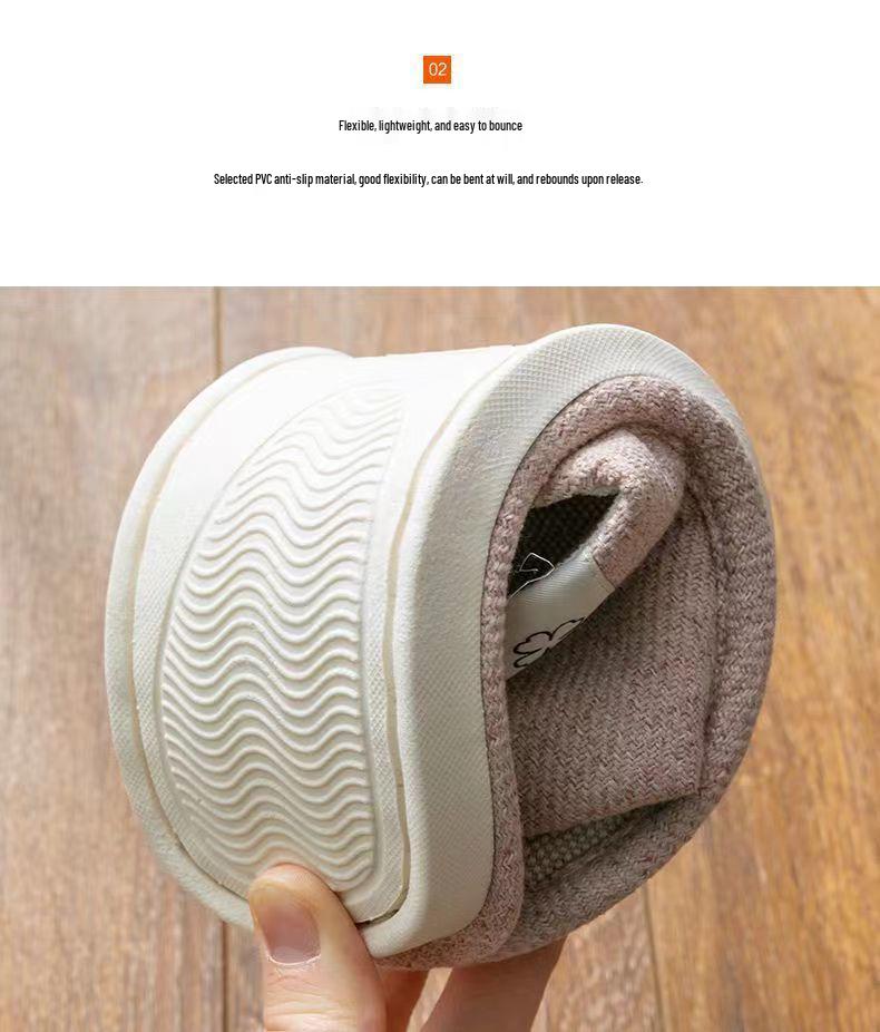 Unisex Cotton Linen Indoor Slippers - Non-Slip, All-Season Comfort for Couples