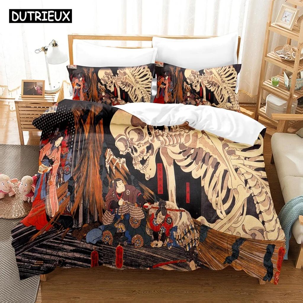 3D Printed Diablo Caput Mortuum Skeleton Bedding Set Down Quilt Cover With Pillowcase Double SIngle King