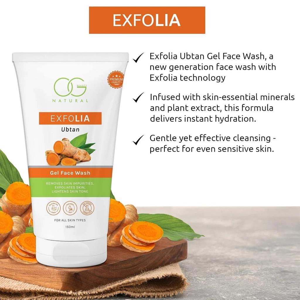 OG Beauty Exfolia Ubtan Gel Face Wash For All Skin Types 150ml
