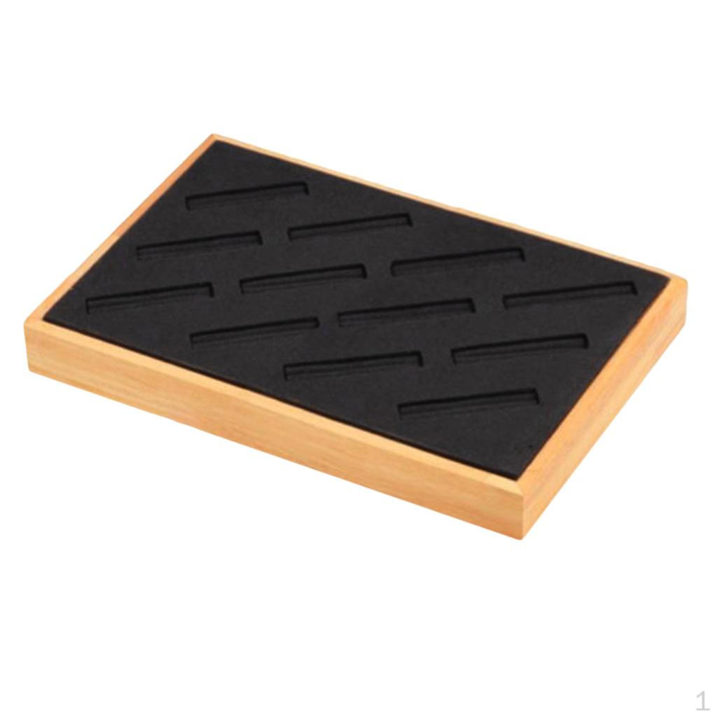 

Бамбуковая подставка для ювелирных изделий, слоты-органайзеры для держателя браслета-кольца, витрина, лоток чёрный