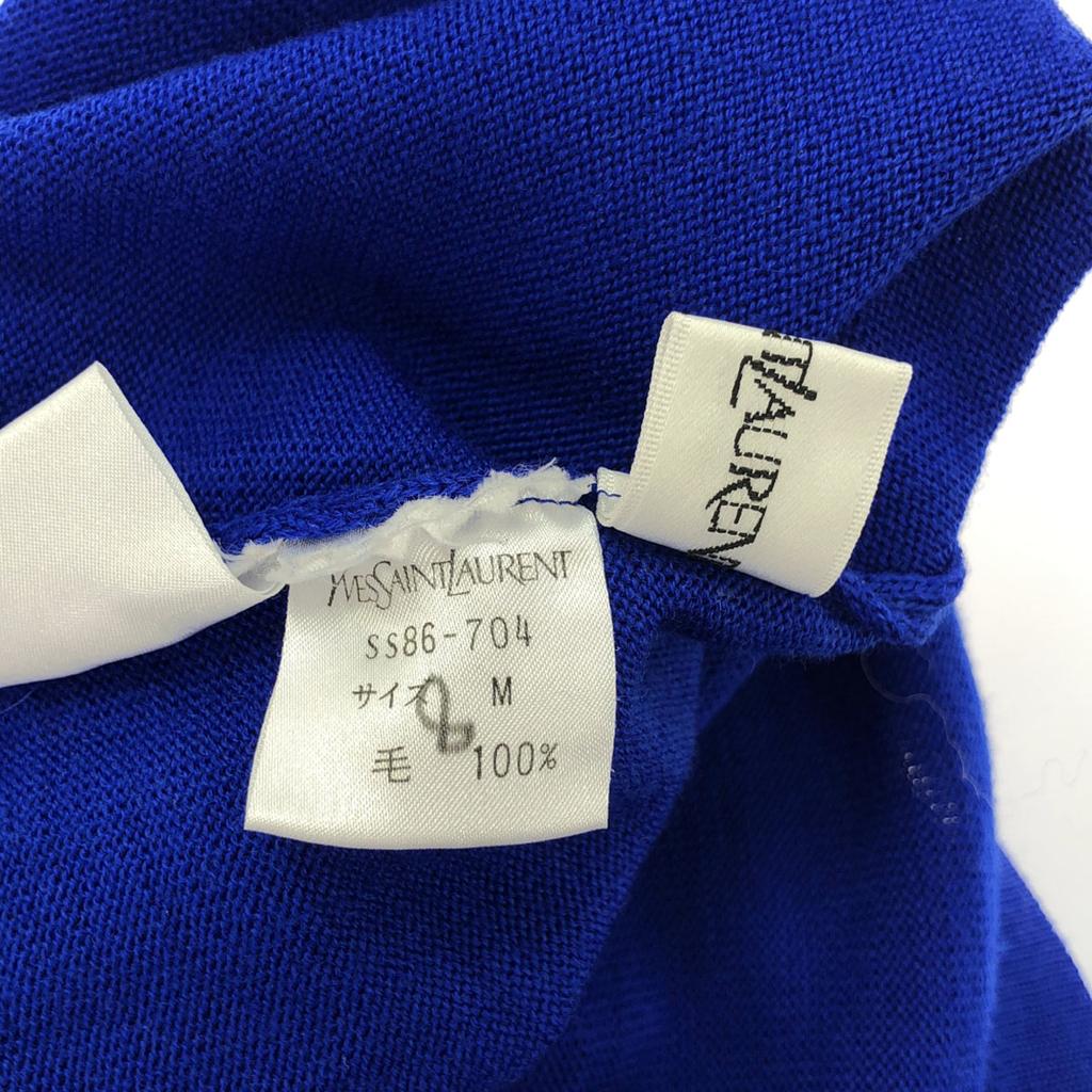 YVES SAINT LAURENT 90s 100% wool, old Logo embroidery Long sleeve Mock neck knit Women Used