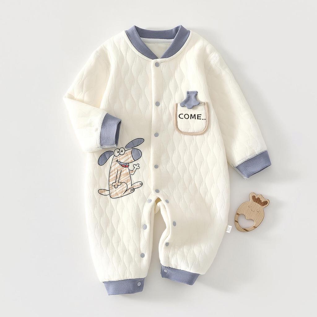 Anyang Baby Bodysuit: Three-Layer Warm, No-Bone Design, Air Cotton Newborn Crawling Suit