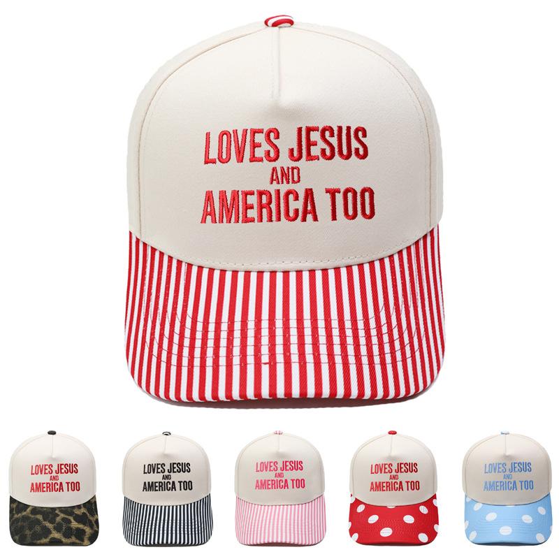 LOVES AMERICA embroidered truck driver baseball cap color matching European and American men's and women's casual sun hat