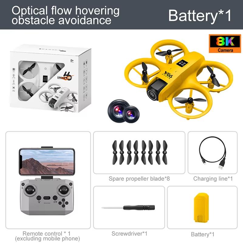 V66 Drone Aerial Photography RC Aircraft HD Dual Camera Intelligent Obstacle Avoidance Fixed Height Aircraft Foldable Quadcopter Children's Toys