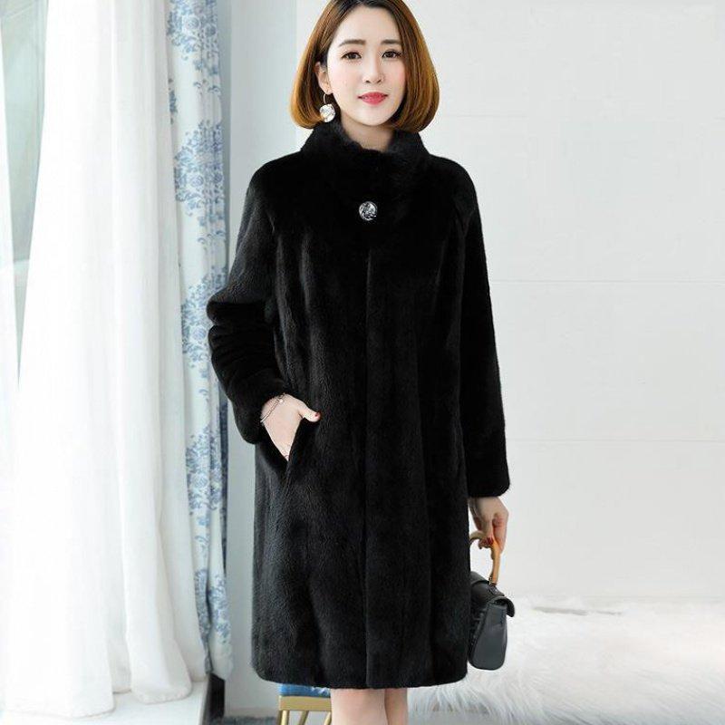 

Искусственный мех новое женское пальто имитация норкового пальто искусственный мех имитация норкового пальто женское средней длины S чёрный